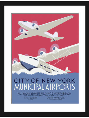 1930s New York Airports Poster by Harry Herzog