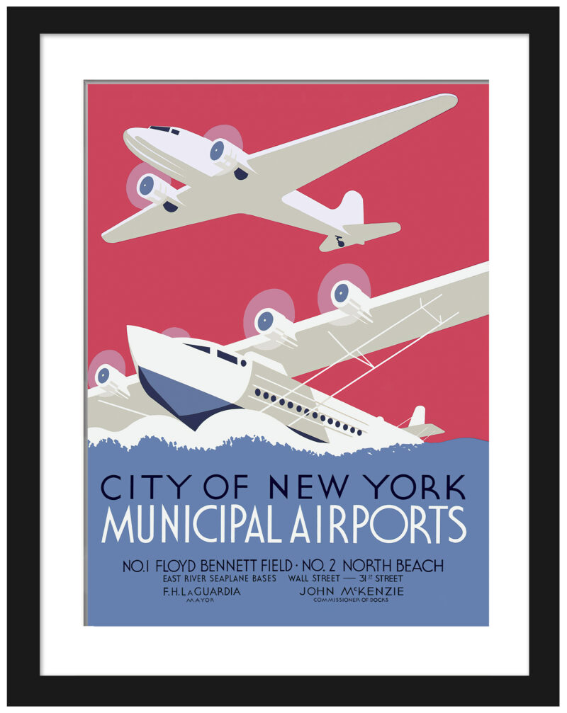 1930s New York Airports Poster by Harry Herzog