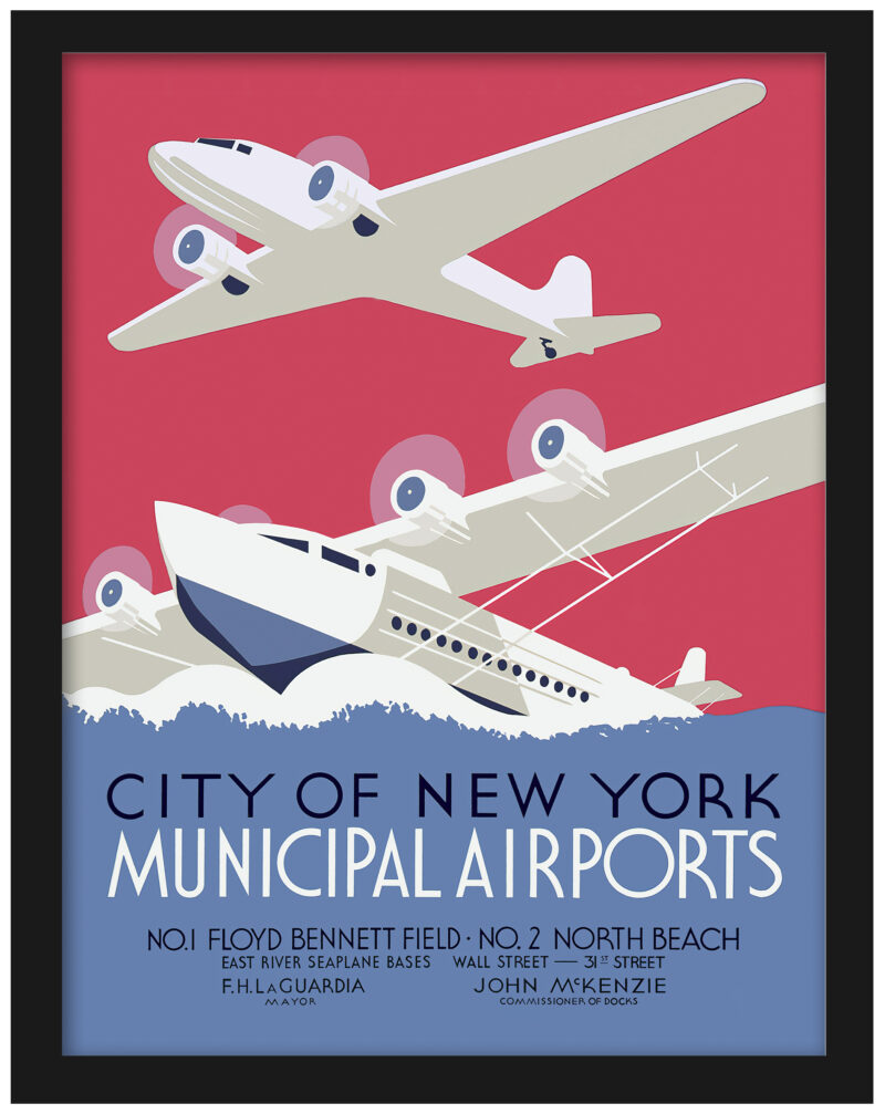 1930s New York Airports Poster by Harry Herzog
