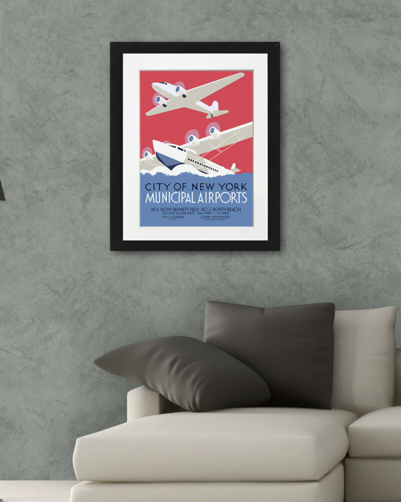 1930s New York Airports Poster by Harry Herzog