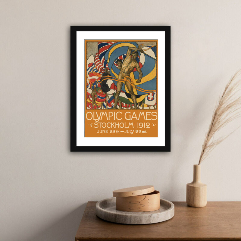 1912 Stockholm Olympic Games vintage poster reproduction.