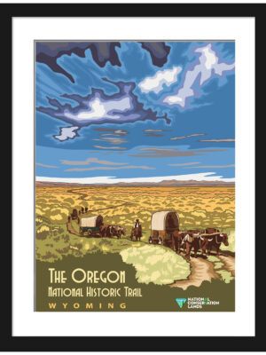 Vintage Oregon Trail Poster with Wagon Illustration