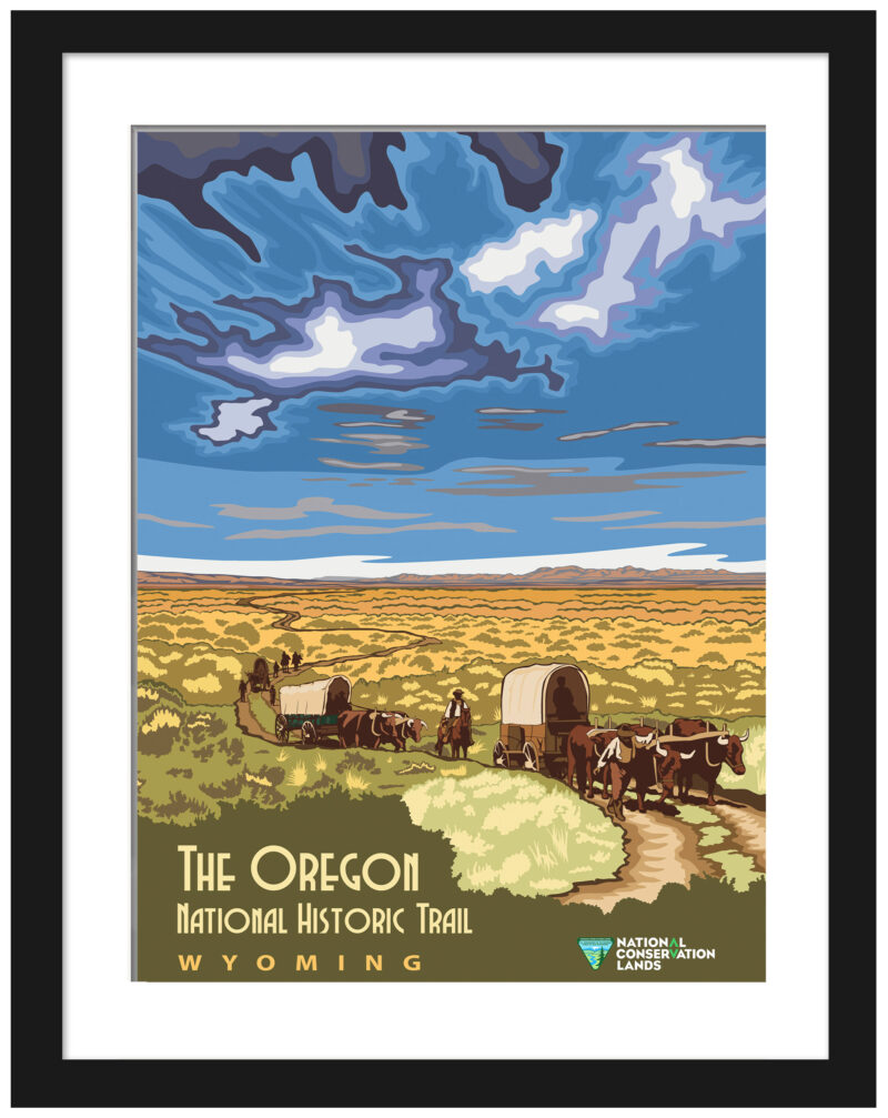 Vintage Oregon Trail Poster with Wagon Illustration