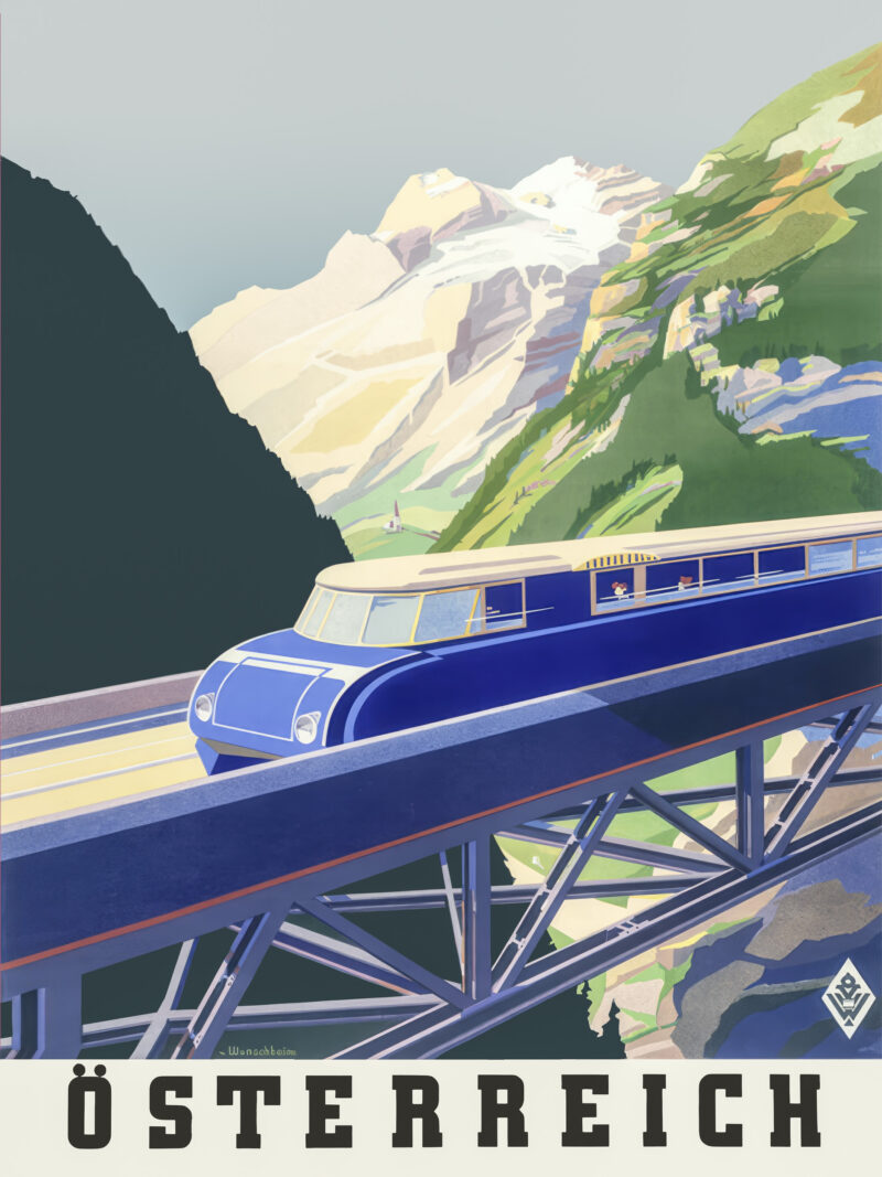 1930s Austrian travel poster with BBÖ VT 63 train