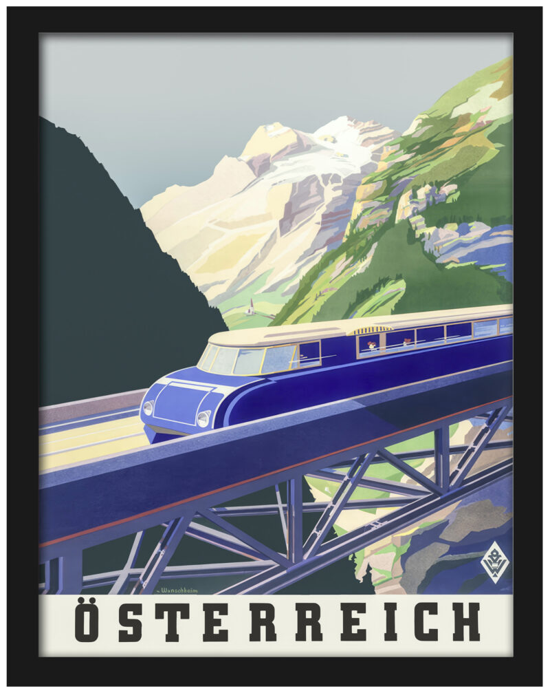 1930s Austrian travel poster with BBÖ VT 63 train