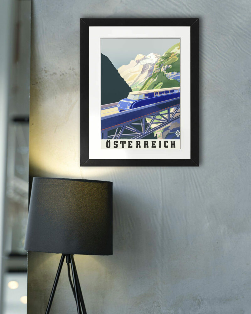 1930s Austrian travel poster with BBÖ VT 63 train
