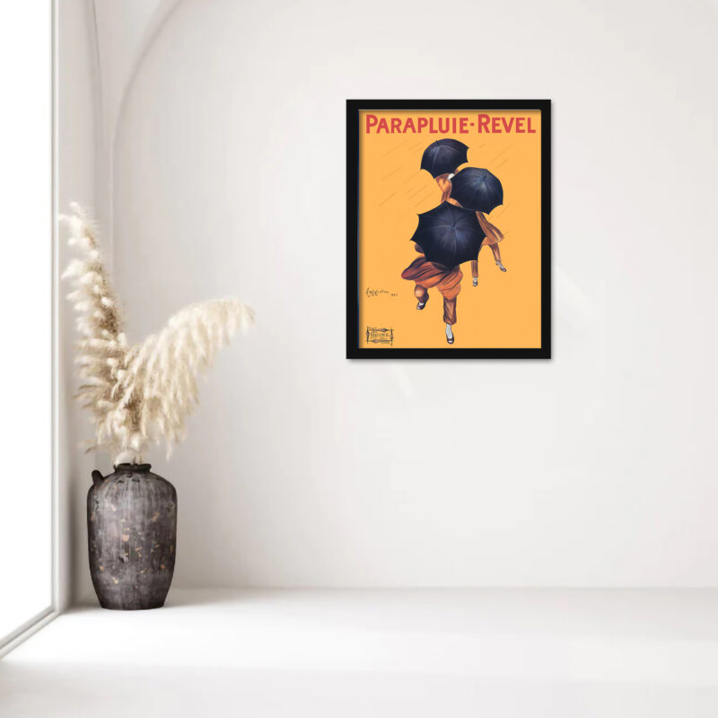 1922 Parapluie-Revel advertisement print with elegant figures and umbrellas.
