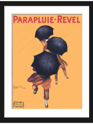 1922 Parapluie-Revel advertisement print with elegant figures and umbrellas.