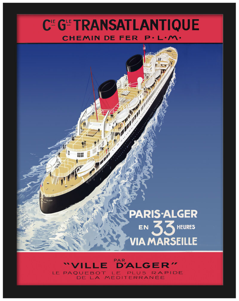 Vintage Paris-Alger Transatlantic Travel Poster by Georges Taboureau