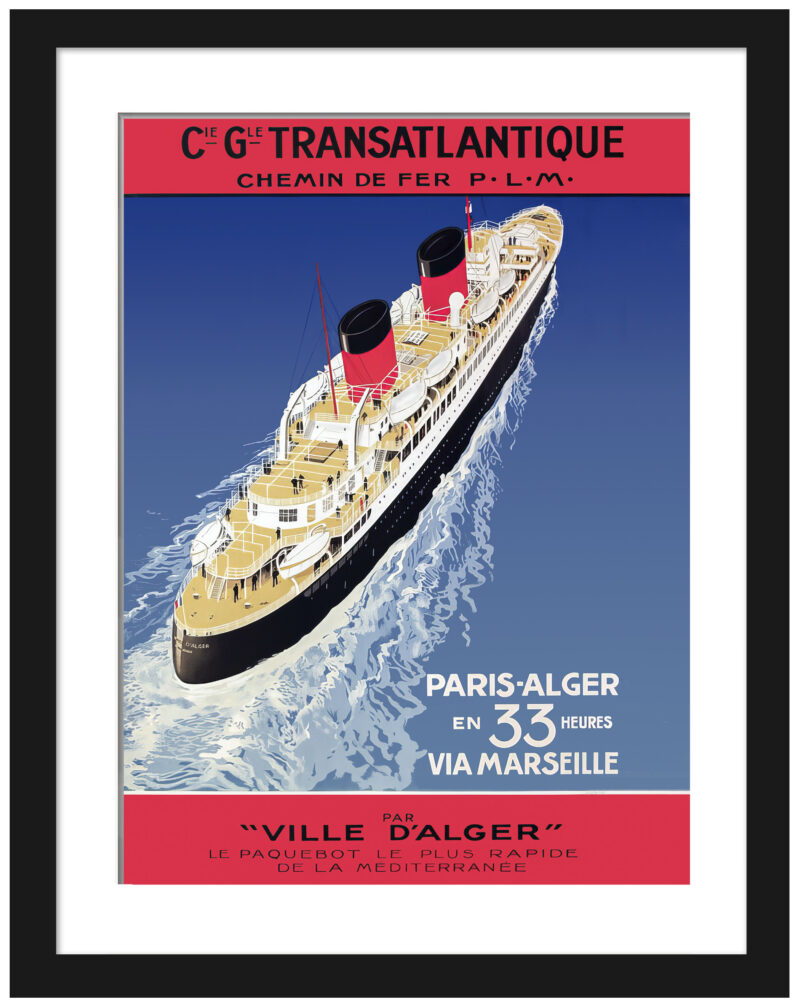 Vintage Paris-Alger Transatlantic Travel Poster by Georges Taboureau
