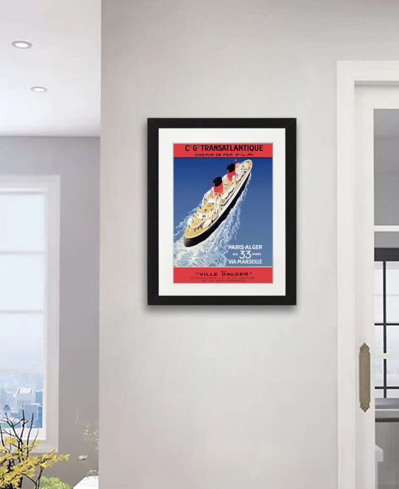 Vintage Paris-Alger Transatlantic Travel Poster by Georges Taboureau