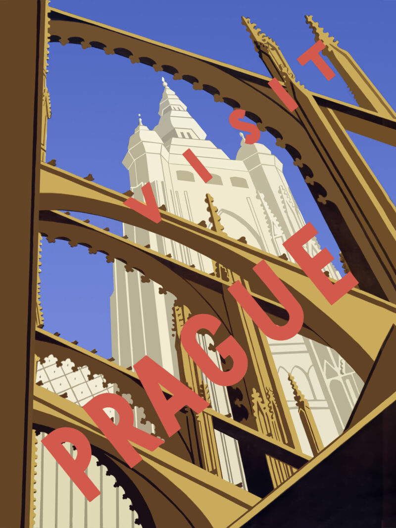 1930s Vintage Prague Travel Poster by Milena Fnoukova