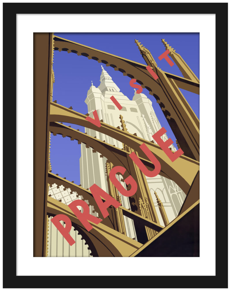 1930s Vintage Prague Travel Poster by Milena Fnoukova