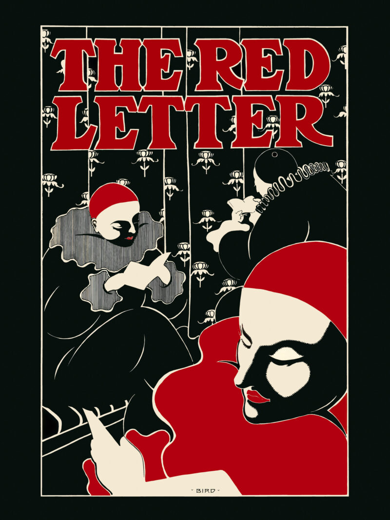 Reproduction of 1986 "The Red Letter" clown artwork by Elisha Brown Bird.
