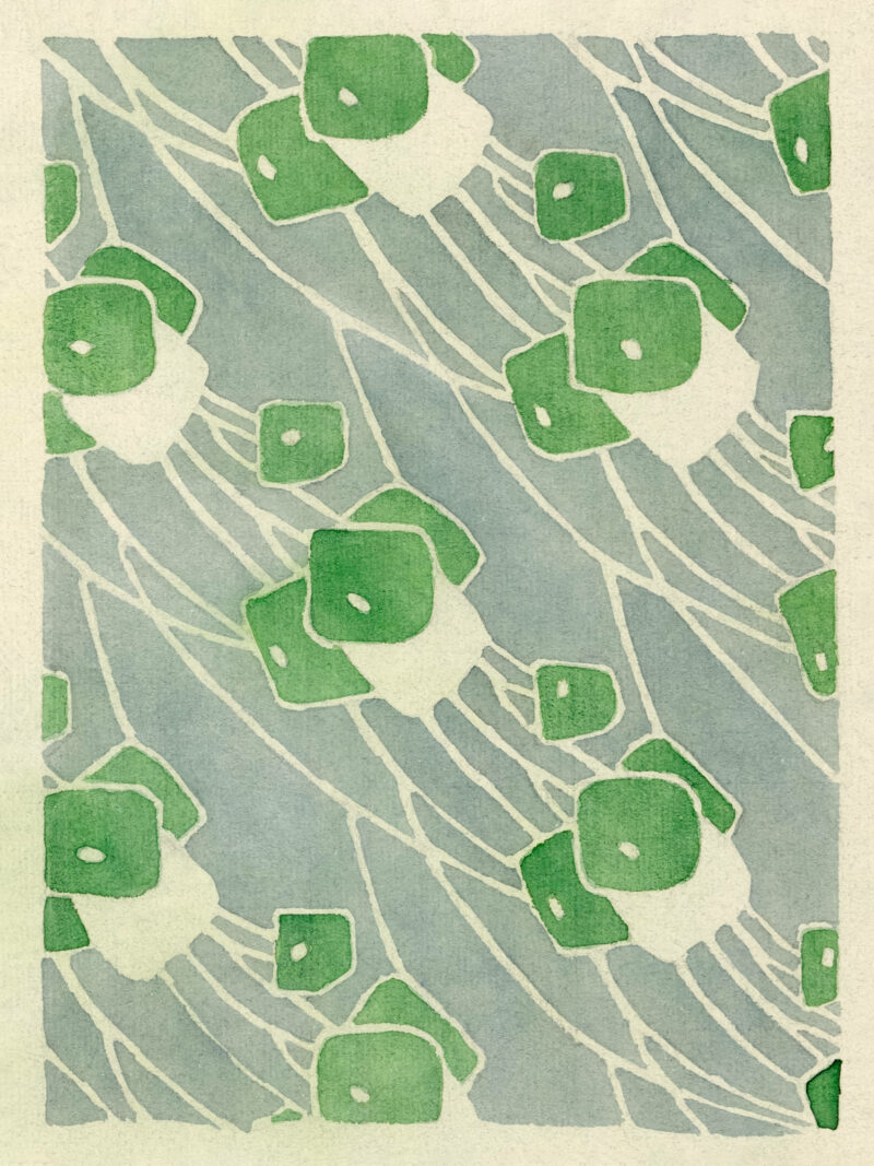 1915 Hannah Borger "Green Geometric" art reproduction.