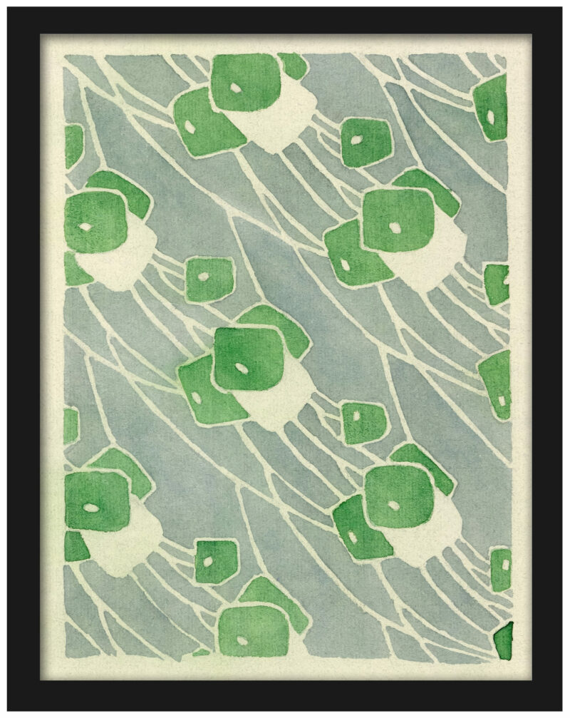 1915 Hannah Borger "Green Geometric" art reproduction.