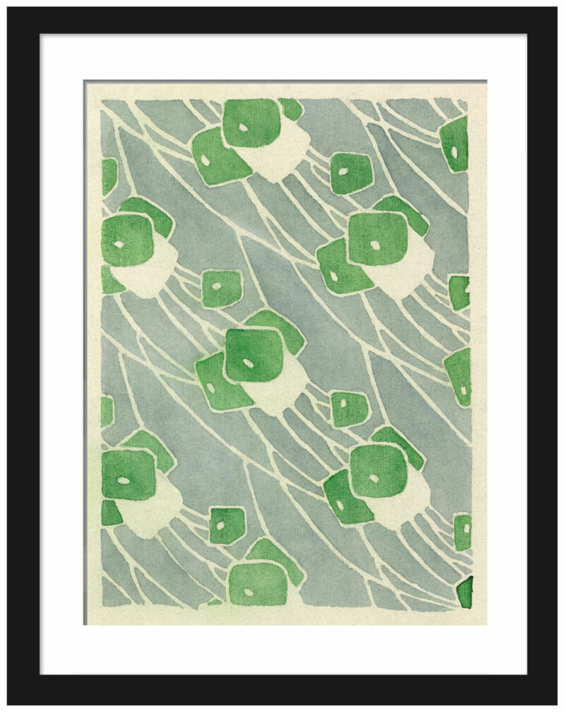 1915 Hannah Borger "Green Geometric" art reproduction.