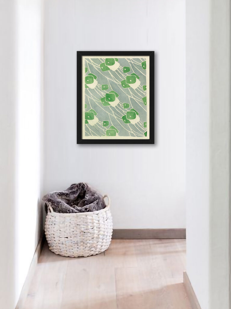 1915 Hannah Borger "Green Geometric" art reproduction.