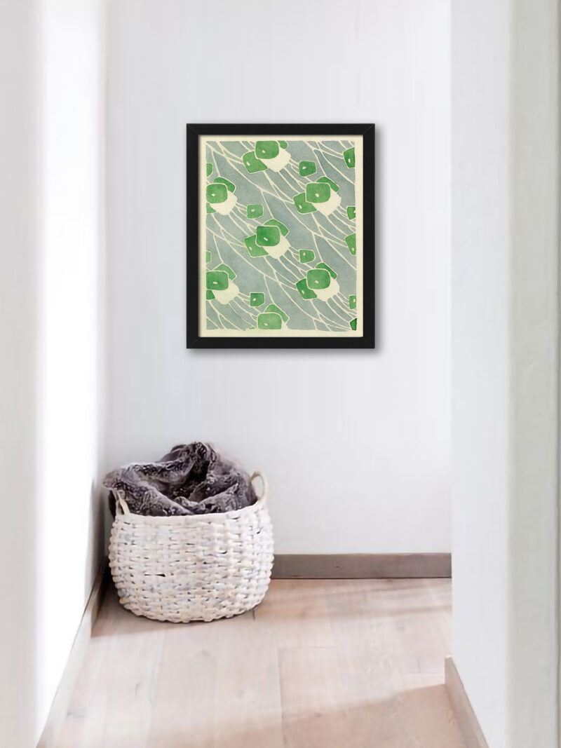 1915 Hannah Borger "Green Geometric" art reproduction.