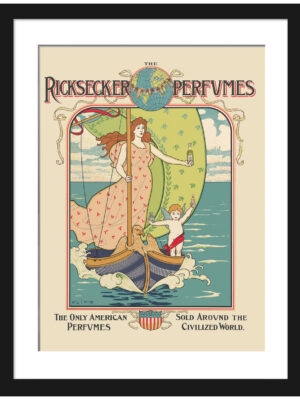 1892 Ricksecker Perfume advertisement poster with Art Nouveau style