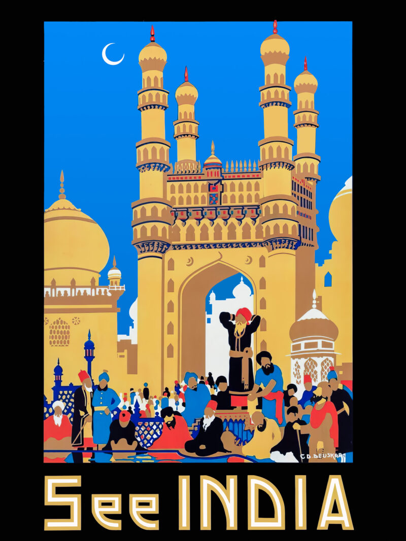 1930 Vintage Hyderabad India Travel Poster Art