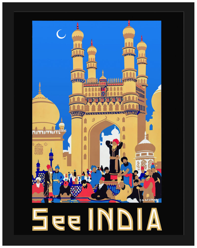 1930 Vintage Hyderabad India Travel Poster Art