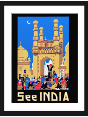 1930 Vintage Hyderabad India Travel Poster Art