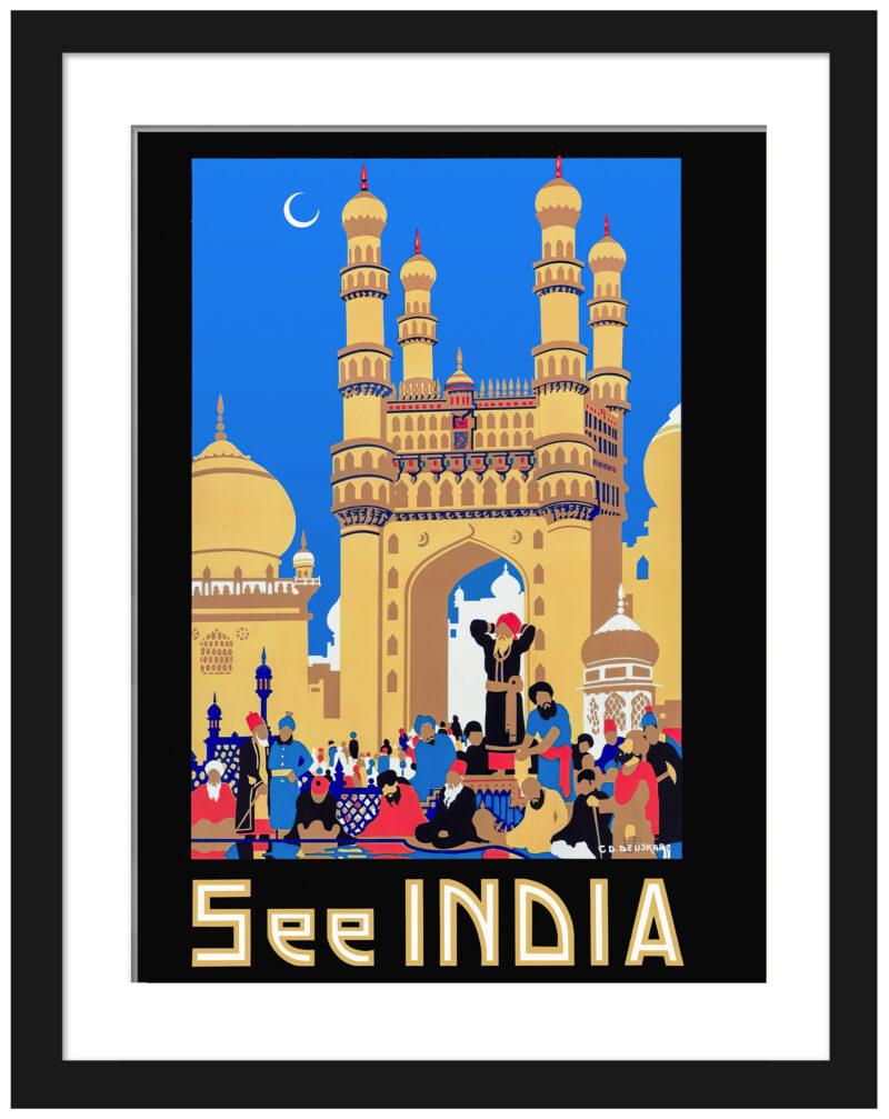 1930 Vintage Hyderabad India Travel Poster Art