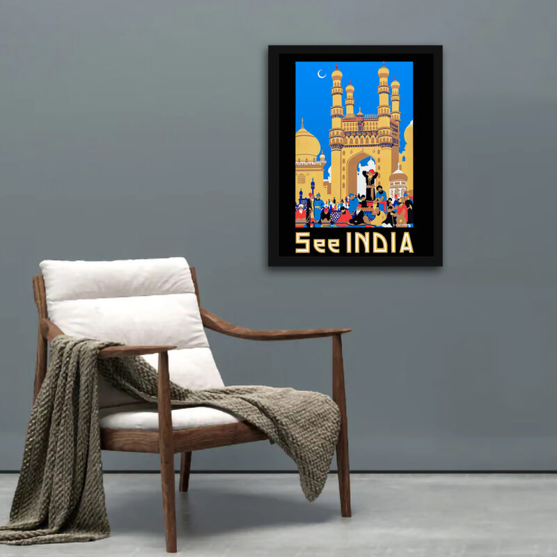 1930 Vintage Hyderabad India Travel Poster Art