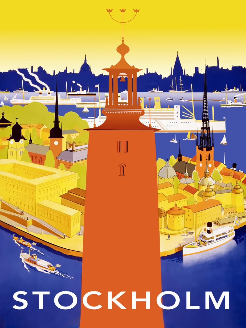 Vintage 1936 Stockholm travel poster by Iwar Donner