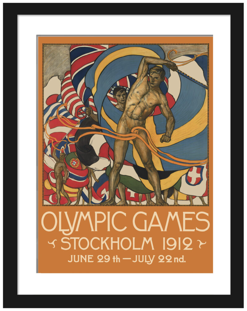 1912 Stockholm Olympic Games vintage poster reproduction.