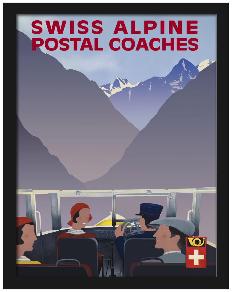 Vintage Swiss Alpine Postal Coaches Artwork