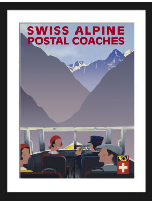 Vintage Swiss Alpine Postal Coaches Artwork