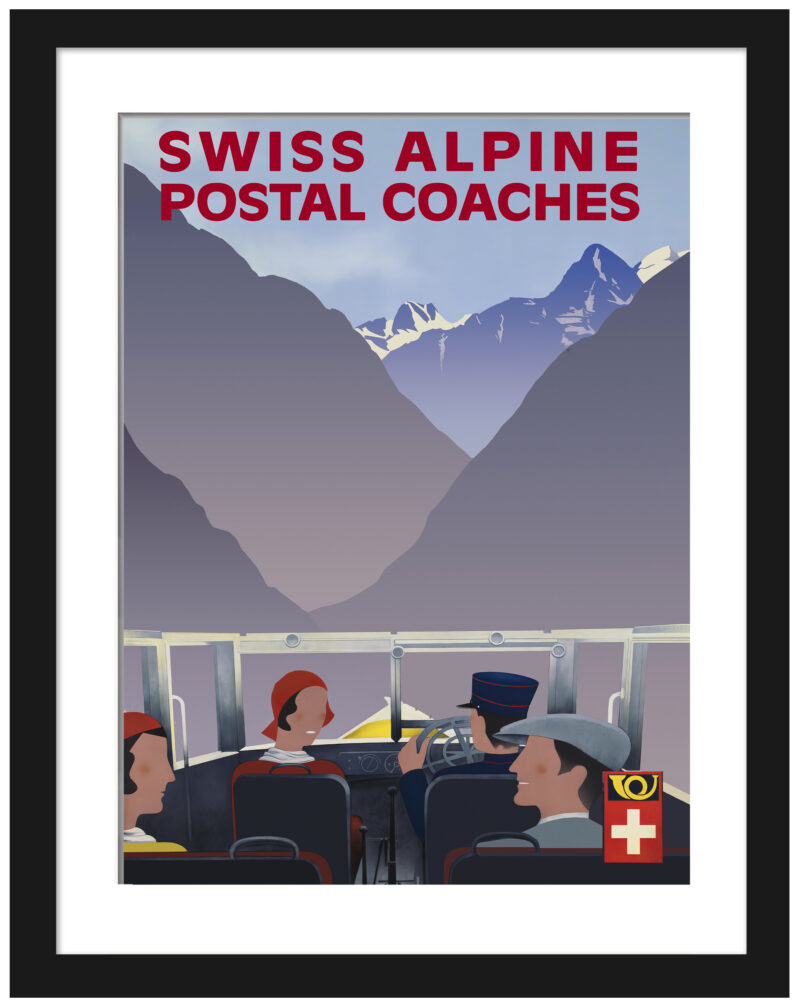 Vintage Swiss Alpine Postal Coaches Artwork