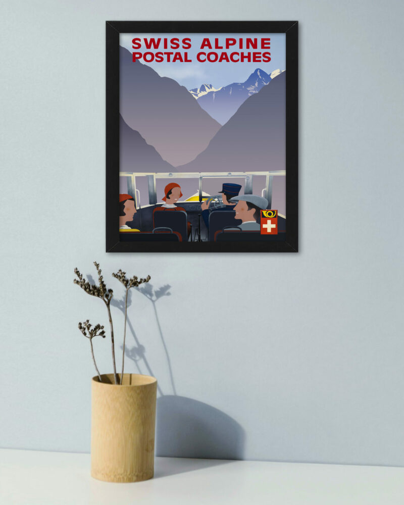 Vintage Swiss Alpine Postal Coaches Artwork