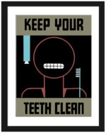 1938 WPA dental health poster reproduction with stylized imagery.