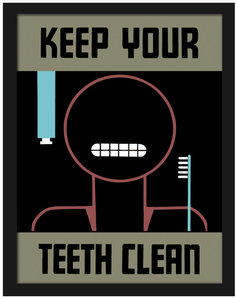 1938 WPA dental health poster reproduction with stylized imagery.