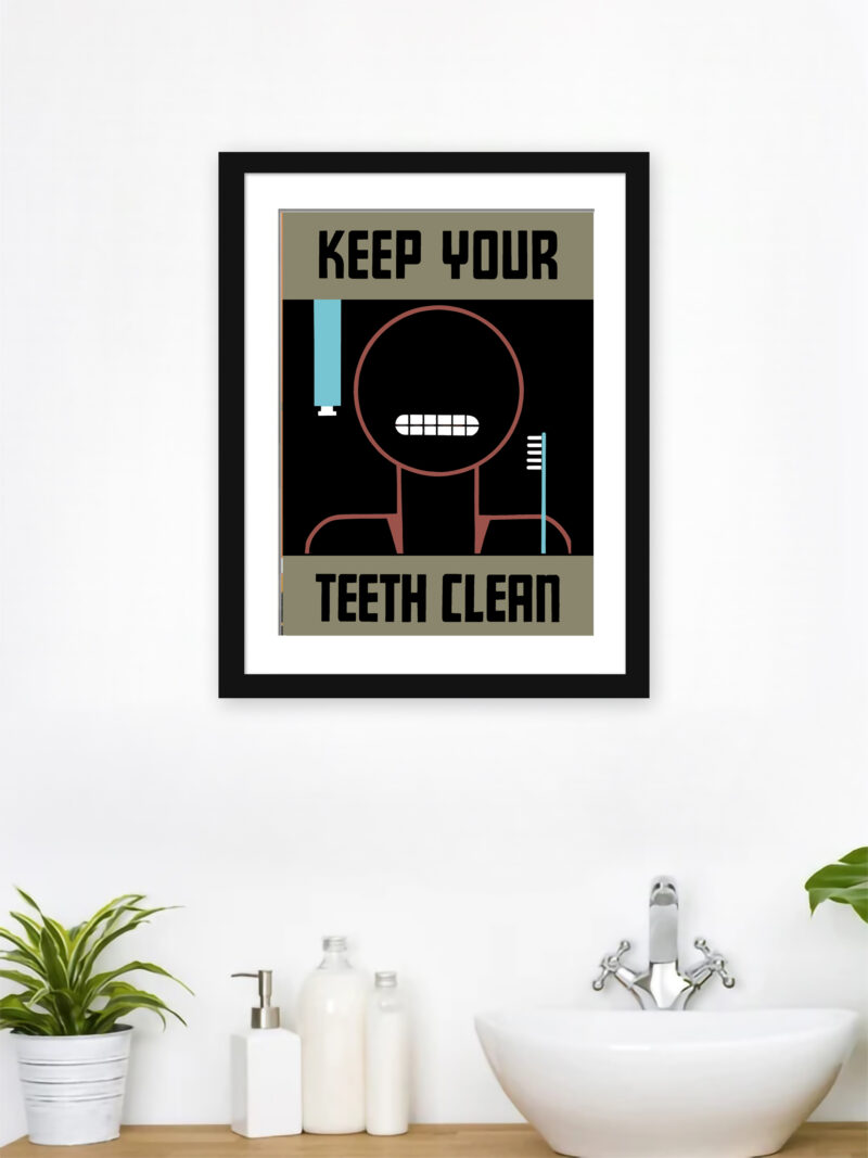 1938 WPA dental health poster reproduction with stylized imagery.