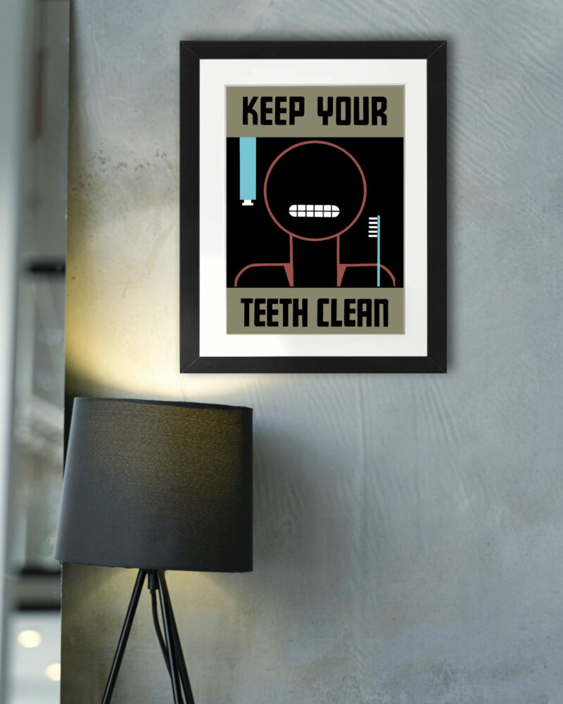 1938 WPA dental health poster reproduction with stylized imagery.