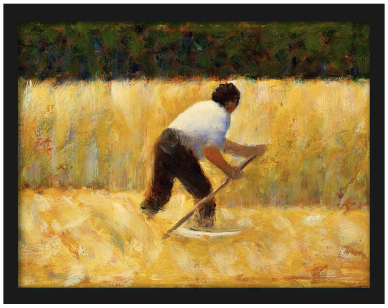 "The Mower" by Georges Seurat, 1882 painting reproduction.
