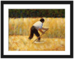 "The Mower" by Georges Seurat, 1882 painting reproduction.