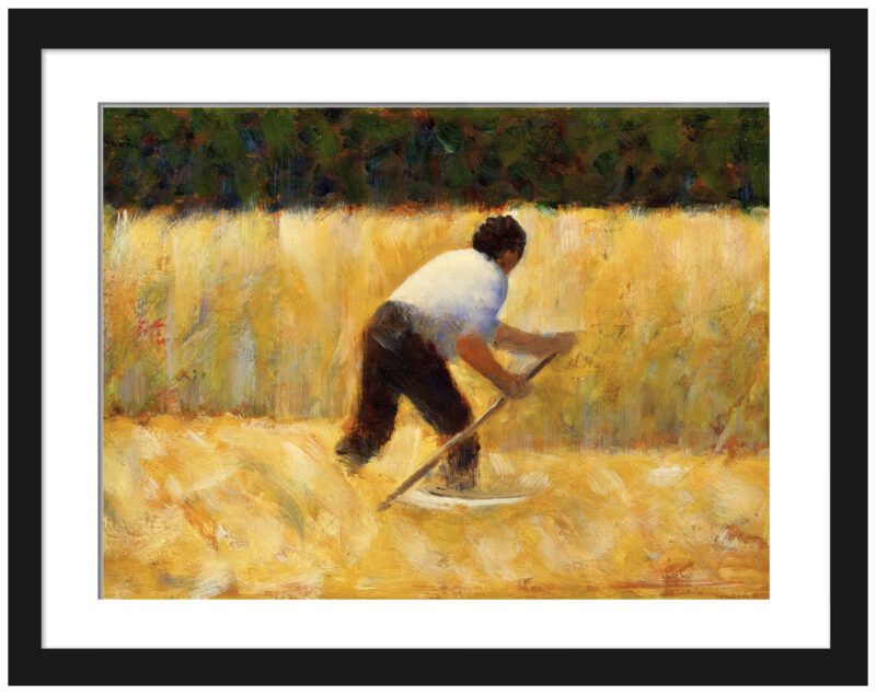 "The Mower" by Georges Seurat, 1882 painting reproduction.