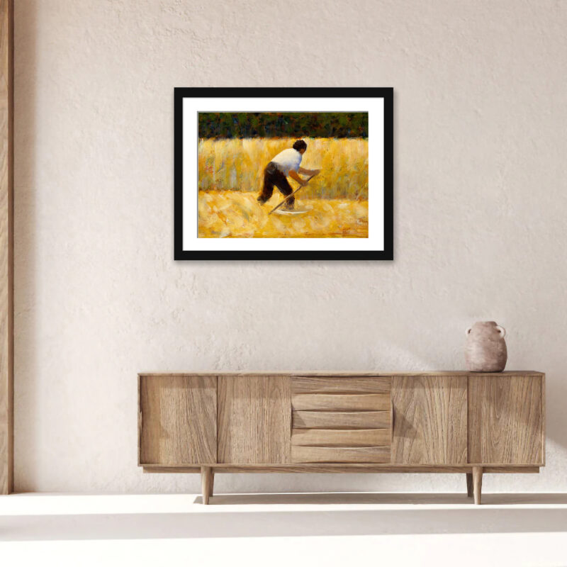 "The Mower" by Georges Seurat, 1882 painting reproduction.