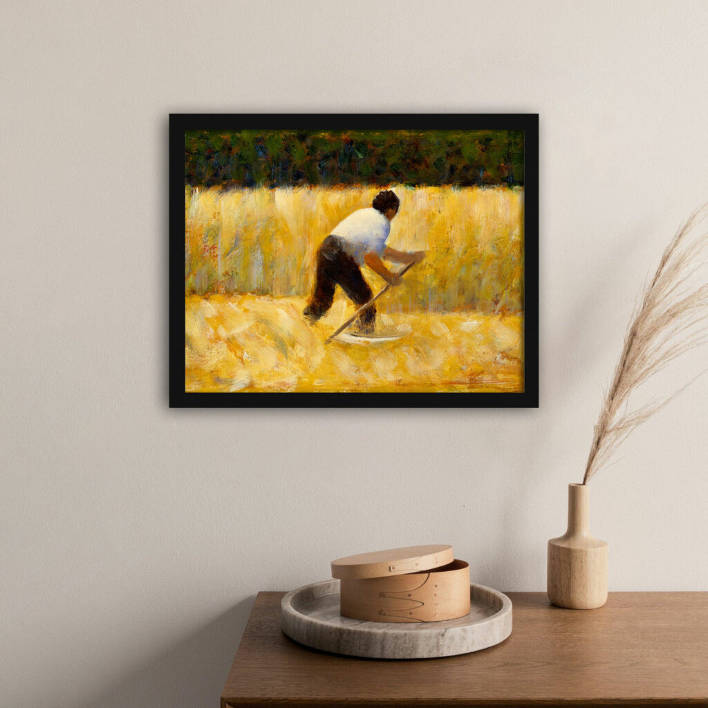 "The Mower" by Georges Seurat, 1882 painting reproduction.