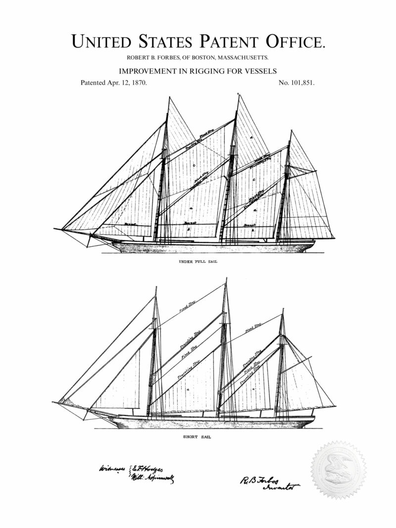 1870 Sails and Rigging Patent Artwork
