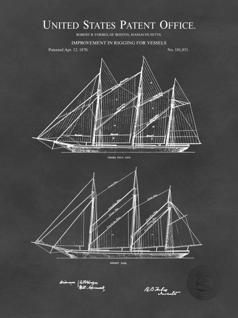 1870 Sails and Rigging Patent Artwork