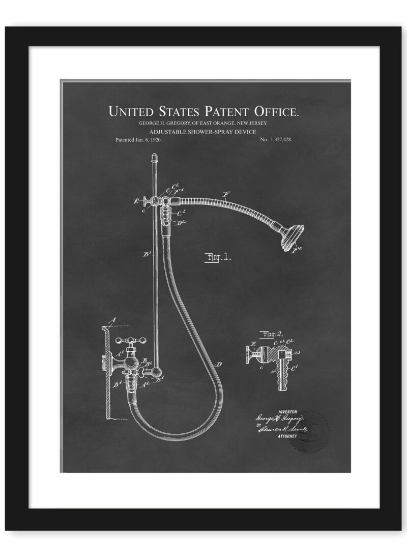 1920 Adjustable Shower Patent Illustration Print