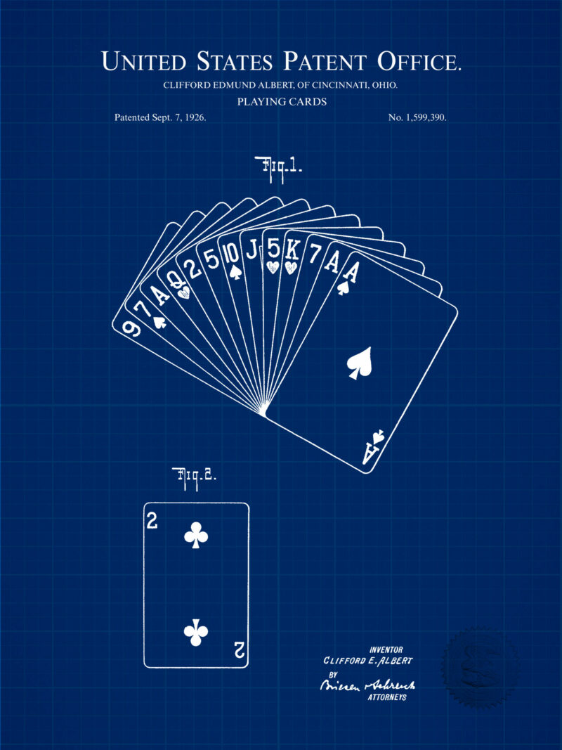 1926 Playing Cards Patent Print by C. E. Albert