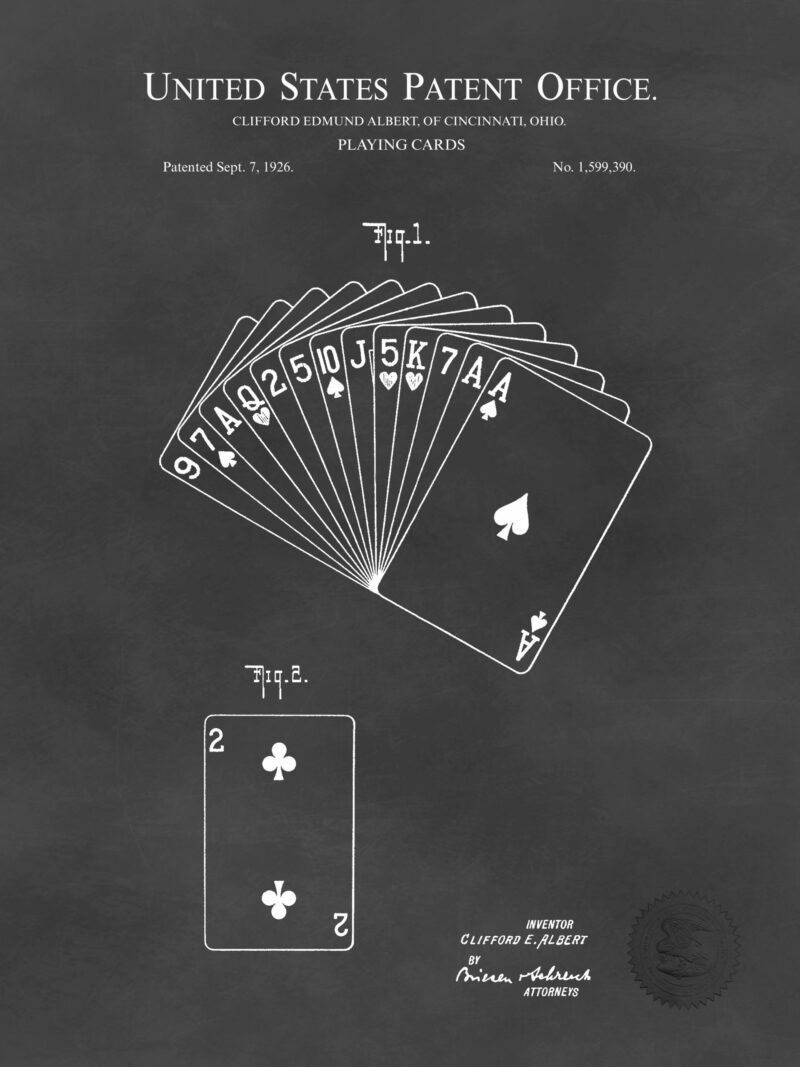 1926 Playing Cards Patent Print by C. E. Albert
