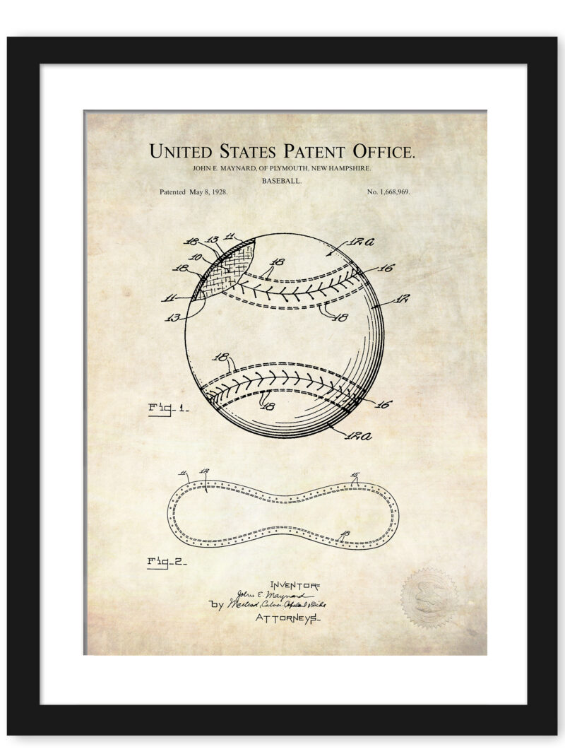1928 patent illustration of a baseball